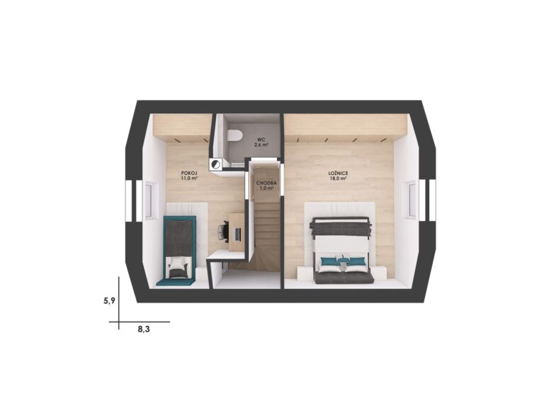 RD - Vižina půdorys